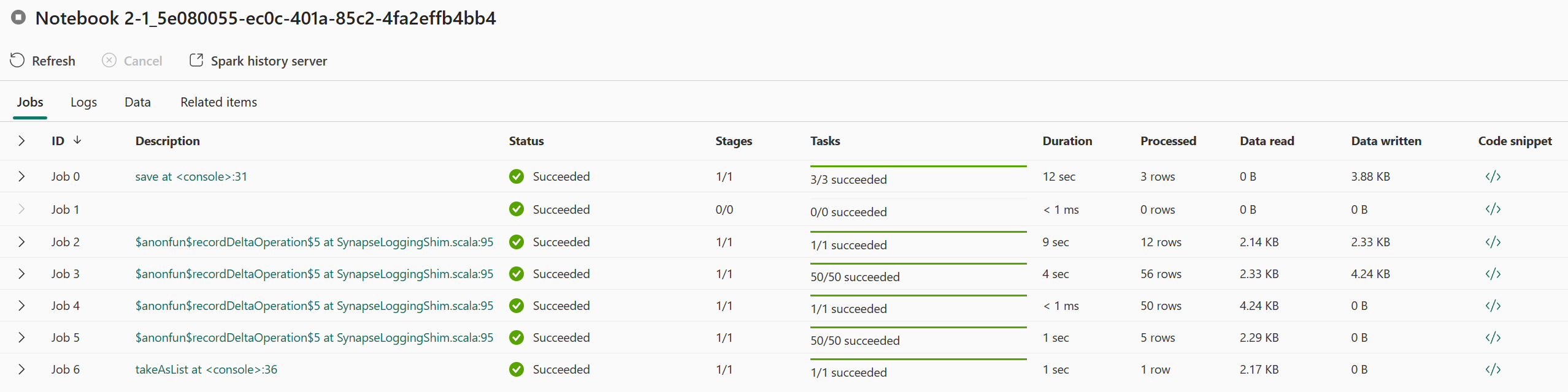 Captura de tela mostrando os trabalhos.