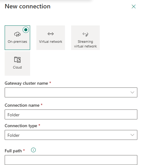 Captura de tela mostrando como configurar uma nova conexão de pasta.