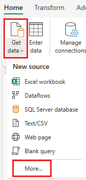 Captura de tela mostrando a caixa de diálogo obter dados.