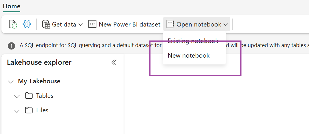 Captura de tela mostrando o comando novo notebook.