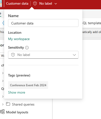 Captura de tela mostrando a indicação de marca em um cartão de submenu do item.