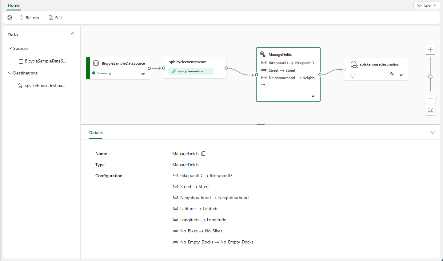 Captura de tela mostrando a Exibição ao vivo.