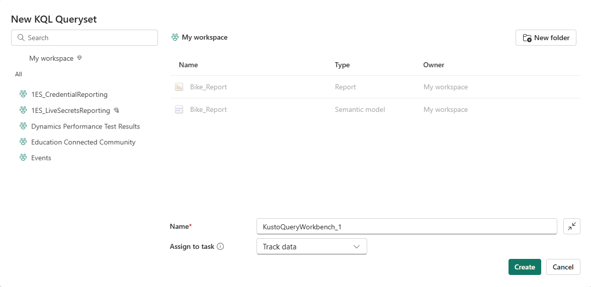 Captura de tela da nova janela de consultas KQL e da lista de workspaces a serem selecionados.