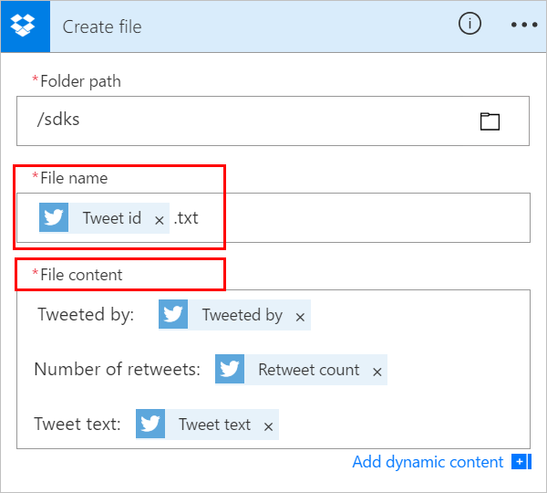 Nome do arquivo e conteúdo do arquivo Captura de tela de um nome e conteúdo de arquivo de amostra.