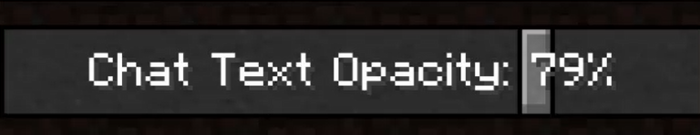 Chat text opacity setting slider from Minecraft. The slider is set to 79%.