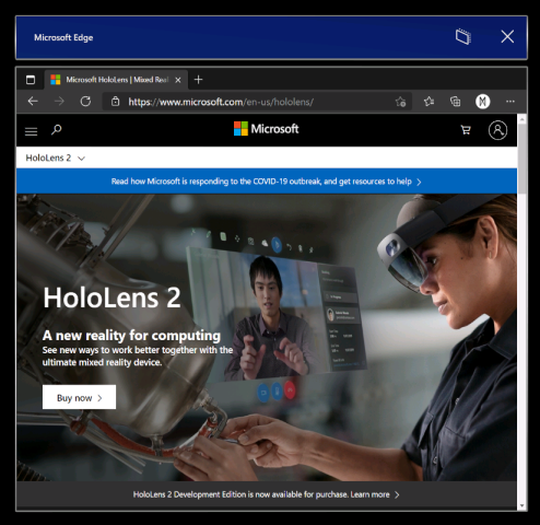 Captura de tela do novo Microsoft Edge.