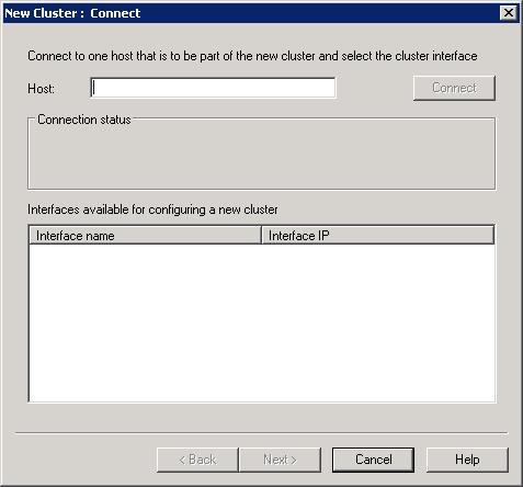 Screenshot of the New Cluster dialog.