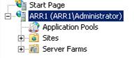 Screenshot of the A A R one Administrator navigation tree in I I S Manager. The A R R one option is selected.