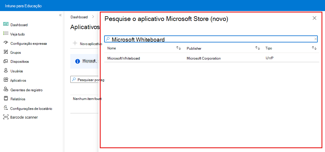 Imagem de exemplo do filtro de pesquisa em uso no catálogo de aplicativos da Microsoft Store, mostrando um resultado que corresponde aos termos da pesquisa.