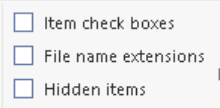 Captura de tela que mostra como selecionar extensões de nome de arquivo na guia de exibição no gerenciador de arquivos do Windows.