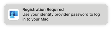 Captura de ecrã do pedido de registo necessário em dispositivos de utilizador final quando configura o SSO da Plataforma no Microsoft Intune.