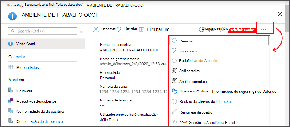 Exibir ações adicionais