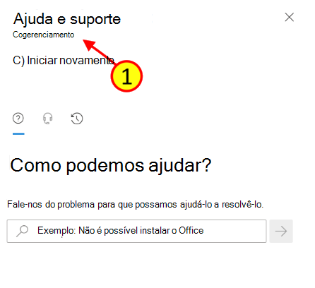 Captura de ecrã a mostrar a janela Como podemos ajudar no centro de administração do Intune.