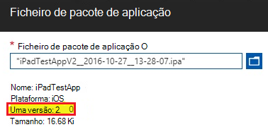 Selecionar ficheiro de pacote de aplicação