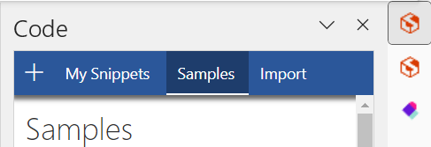 A polegada superior de um painel de tarefas, com três guias quadradas à direita do canto superior direito. Duas das guias têm o ícone Script Lab. O terceiro tem um ícone para um suplemento diferente.