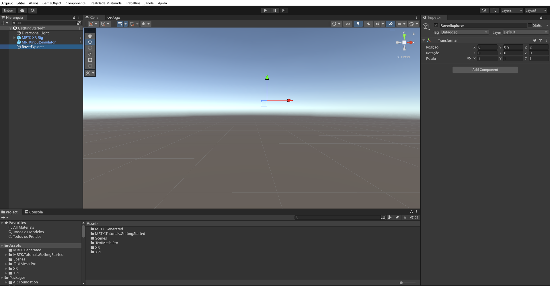 Screenshot that shows the RoverExplorer object selected and positioned.