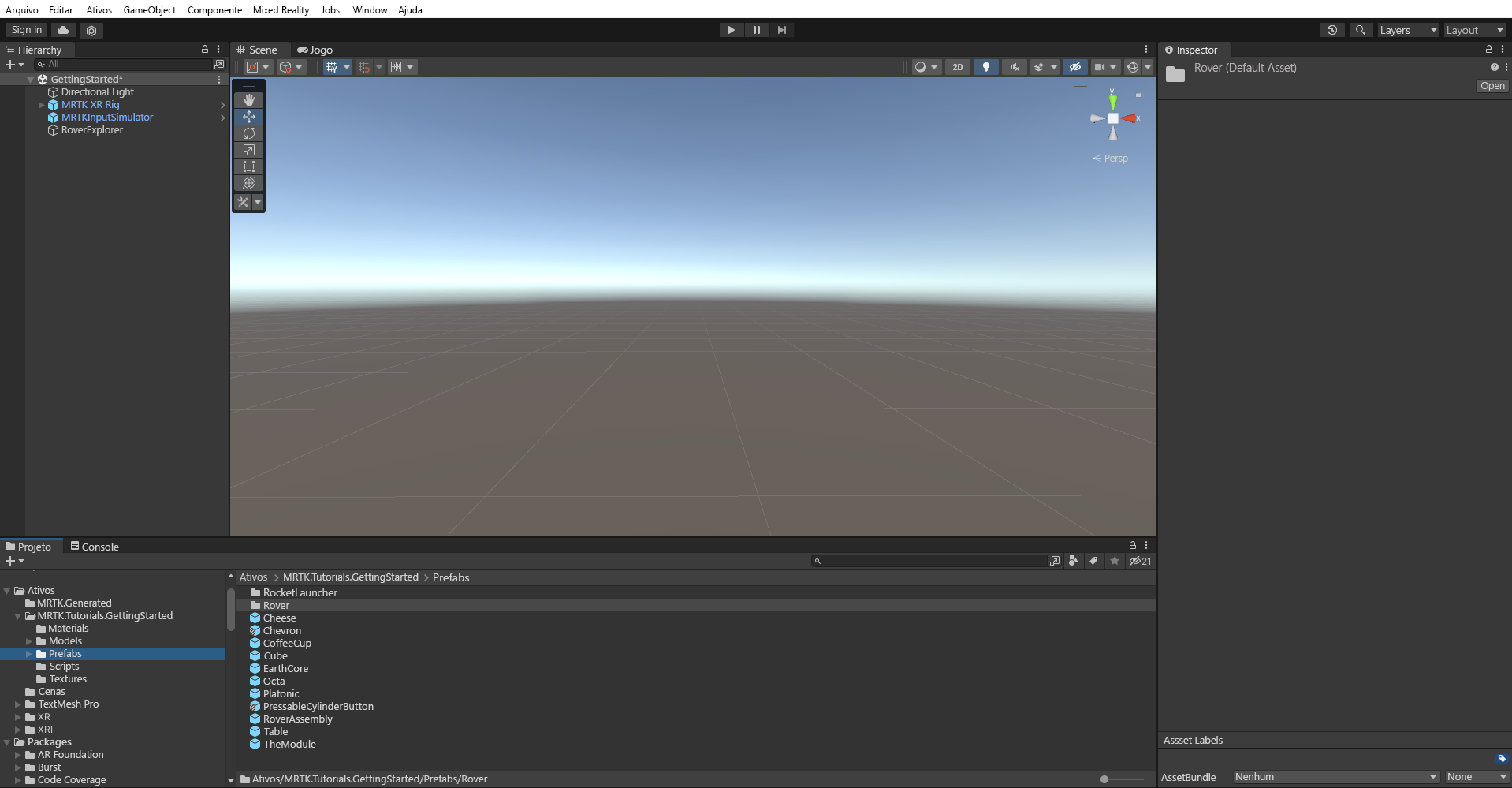 Screenshot of the Project window with the Prefabs folder selected.