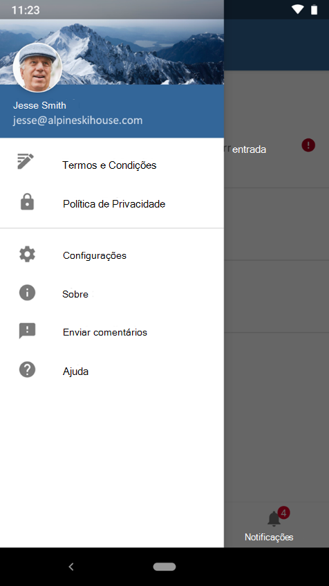 Captura de tela do exemplo nº 1 do aplicativo do Intune para imagem de identidade visual do Android