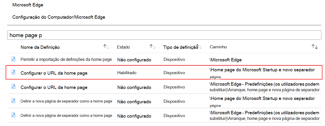 Captura de ecrã a mostrar Quando configura uma definição do ADMX, o estado é apresentado como ativado no Microsoft Intune e no centro de administração do Intune.