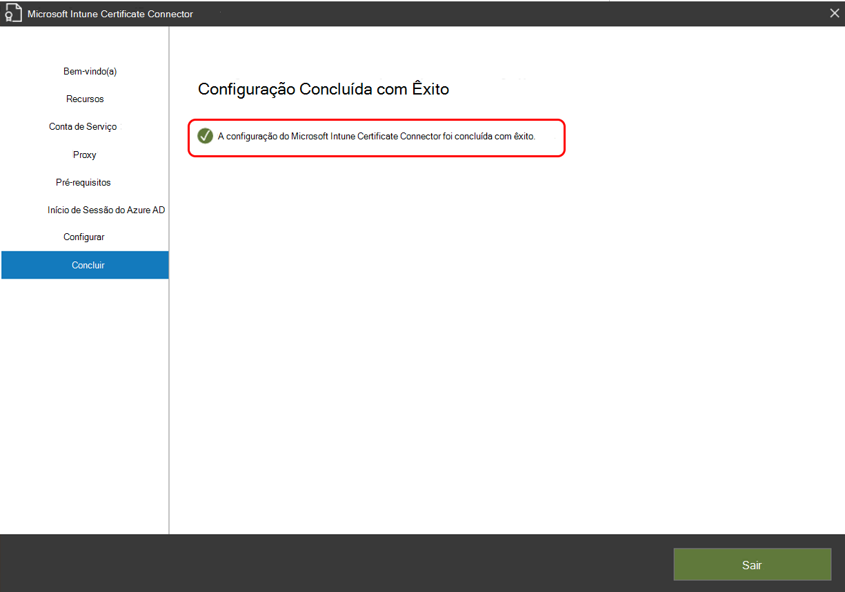 Successful configuration of the certificate connector.