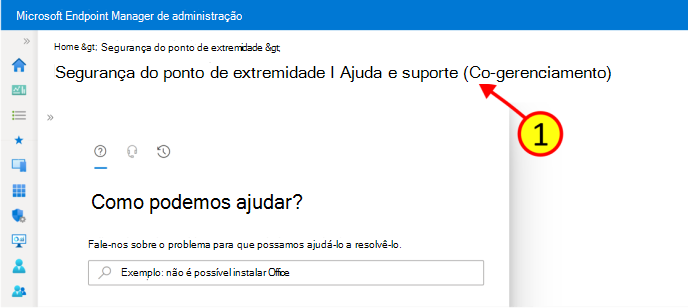 Captura de tela que mostra a janela Como podemos ajudar no centro de administração do Intune.