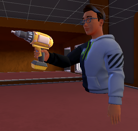 Captura de tela de um avatar segurando o Drill.