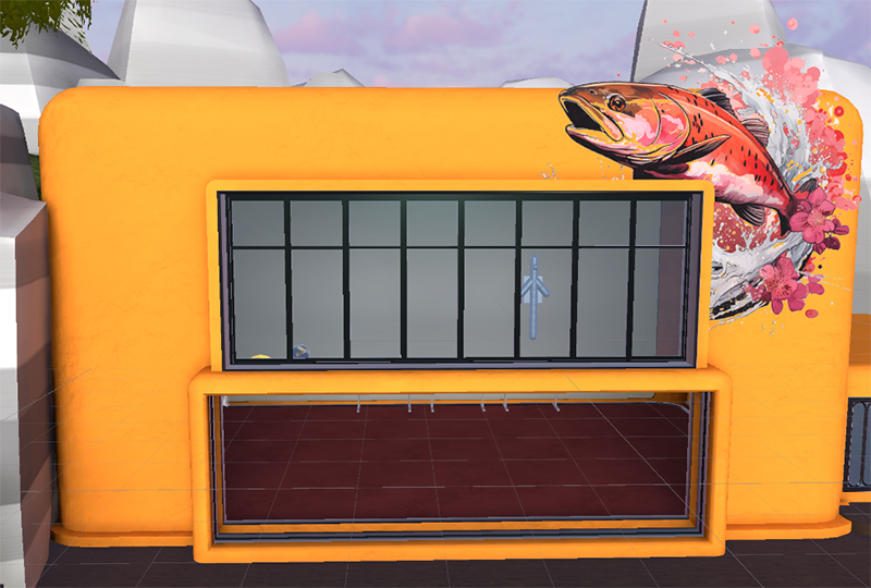 Uma captura de tela da frente do prédio no projeto Toybox.