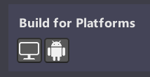 Uma captura de tela dos botões das plataformas PC e Android com ambas as plataformas selecionadas
