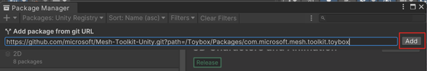 Uma captura de tela do URL da caixa de brinquedos colada na caixa de texto do Github.