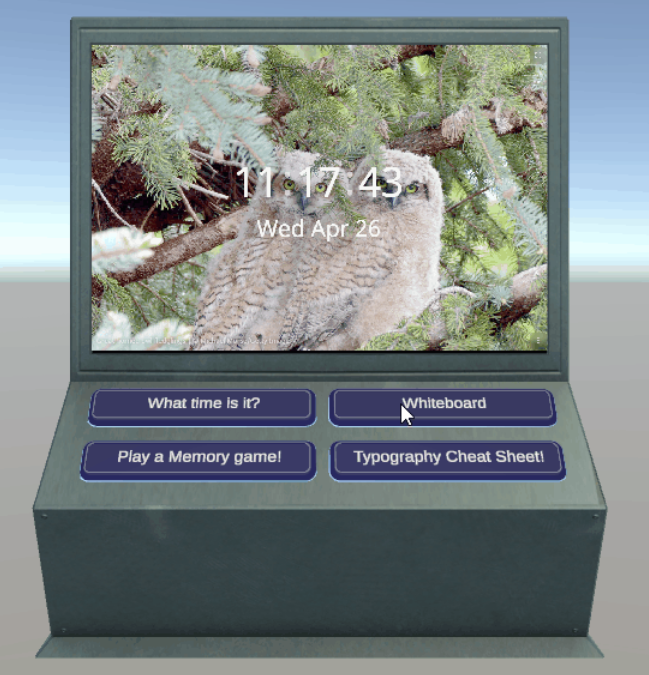 Uma captura de tela de um WebSlate com botões adicionados por meio de scripts de nuvem.