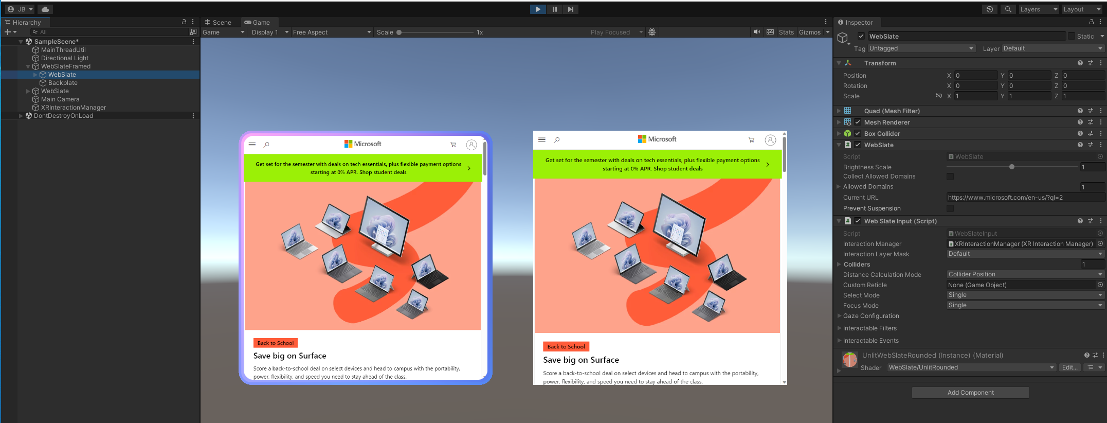 Mostre as duas pré-fabricados webslate no Emulador de Malha.