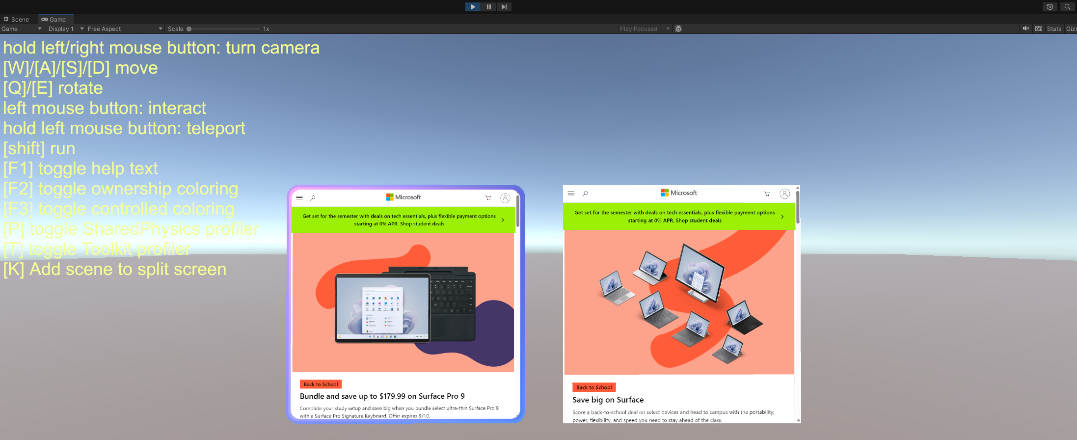 Uma captura de tela de dois WebSlates exibidos no modo Emulação de Malha.