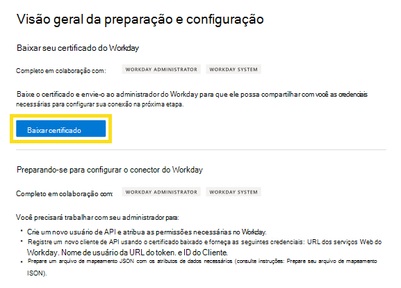 Captura de tela da página para baixar o certificado.