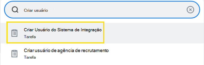 Captura de tela do campo de pesquisa para o usuário Criar Sistema de Integração.