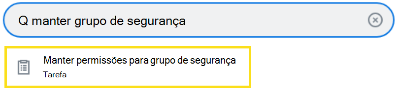 Captura de tela da página para manter permissões para o grupo de segurança.