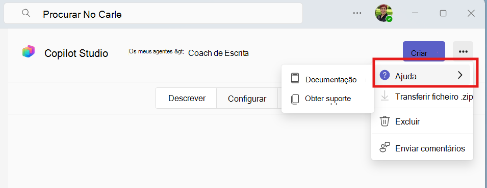 Localize os detalhes de suporte no Copilot Studio