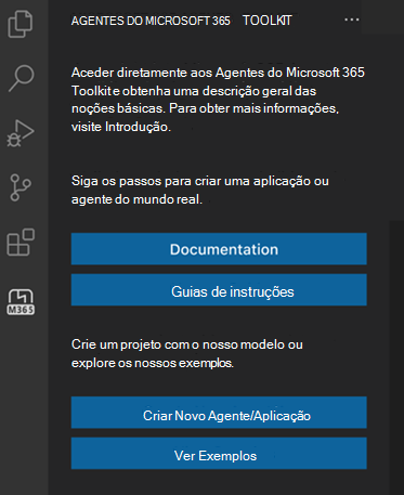 Uma captura de ecrã do botão Criar um Novo Agente/Aplicação na barra de aplicações do Toolkit de Agentes do Microsoft 365