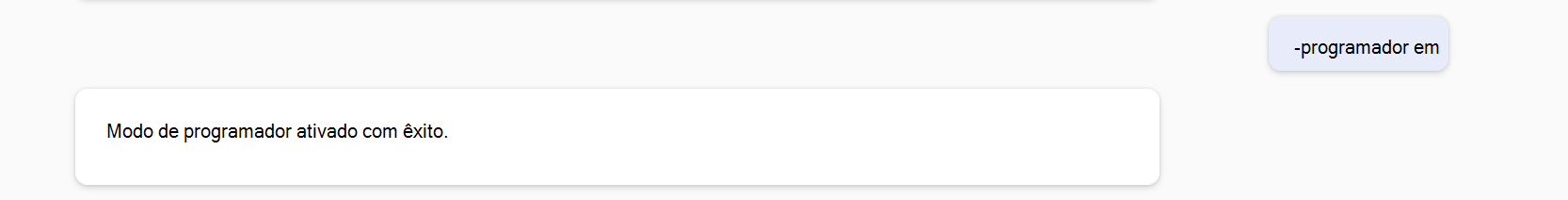 Captura de ecrã a mostrar Microsoft 365 Copilot sessão em que o utilizador escreveu 