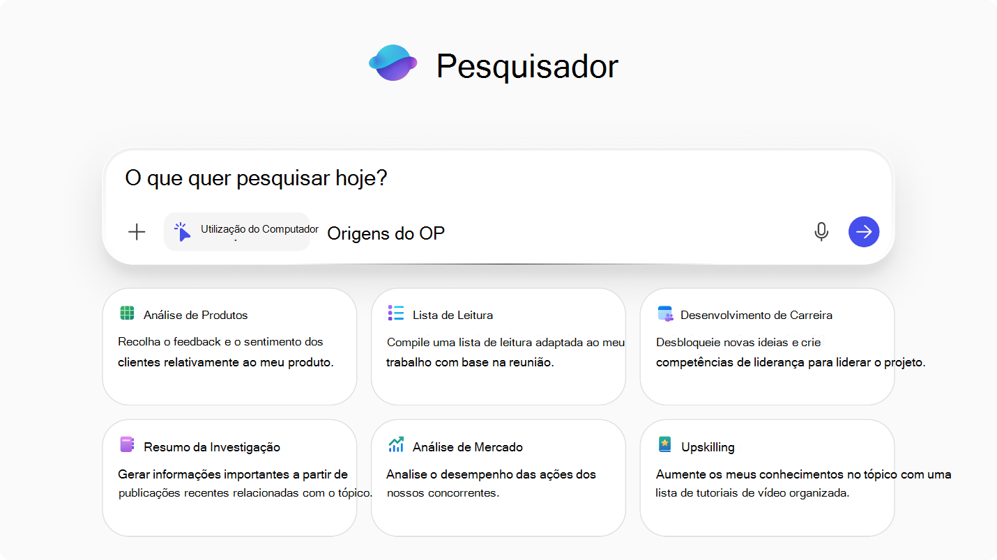 Captura de ecrã a mostrar a funcionalidade Investigação com Utilização do Computador.