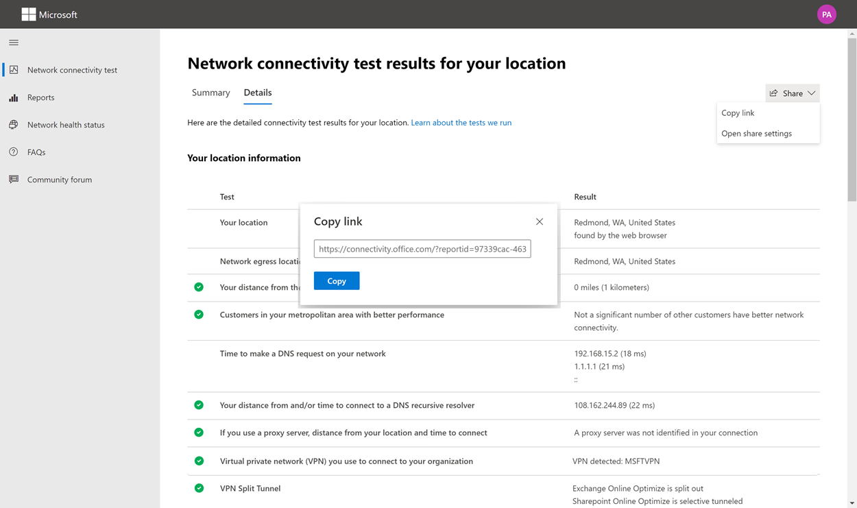 Verificar e compartilhar os resultados do teste - Suporte da Microsoft