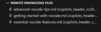 Captura de tela da janela Remote Knowledge Files mostrando documentos disponíveis.