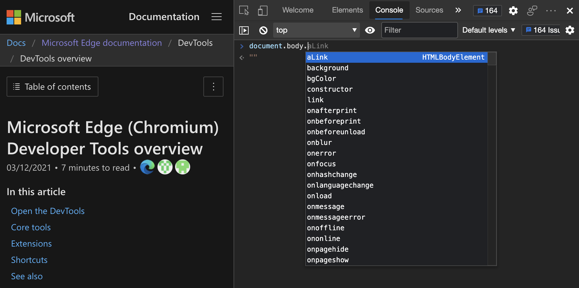 execute-o-javascript-no-console-microsoft-edge-development