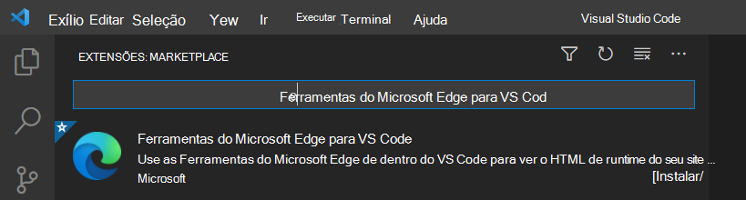 A extensão DevTools do Microsoft Edge para Visual Studio Code