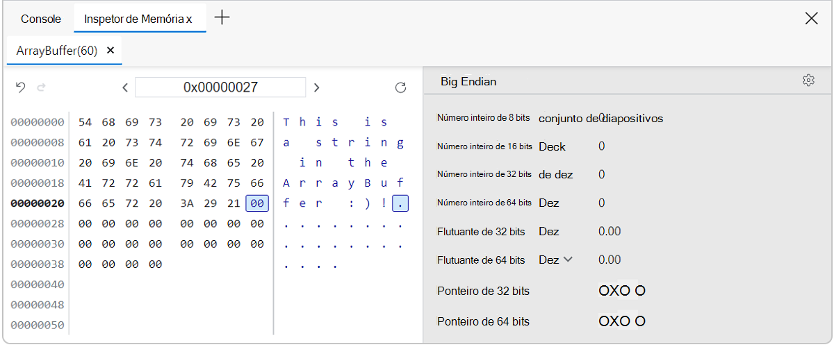Alteração de endereço do inspetor de memória