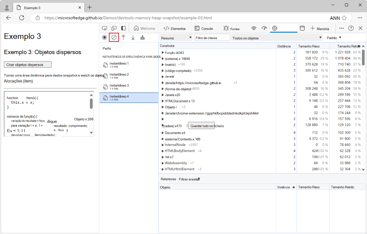 Remover instantâneos