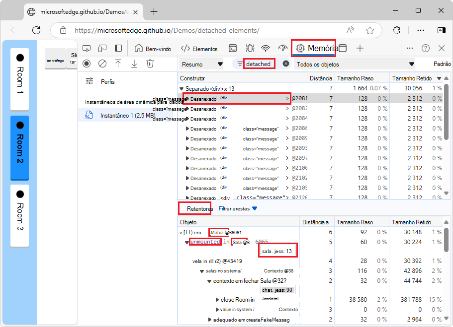 Filtrar por nós desanexados e expandir um nó desanexado