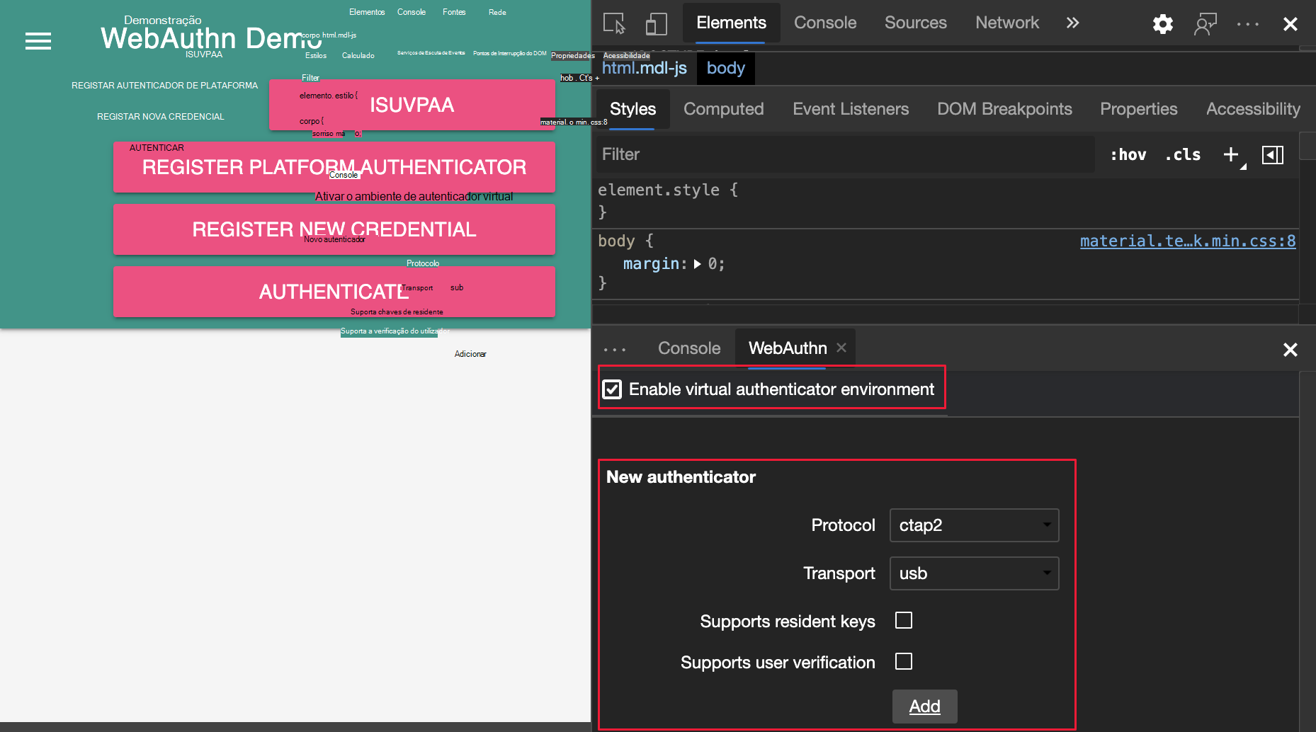 A ferramenta WebAuthn