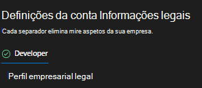 O ícone de status de detalhes da conta