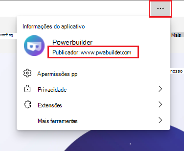 O novo menu Informações do Aplicativo simplificado