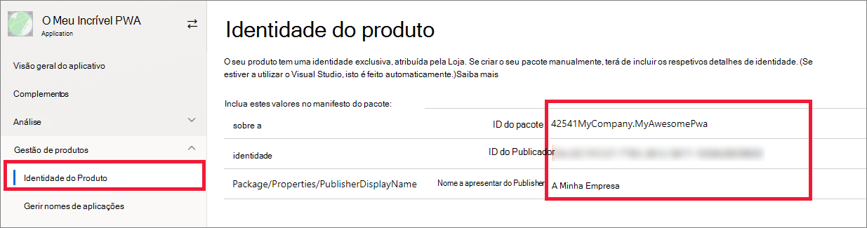 Copiar as informações do publicador a partir do Centro de Parceiros da Microsoft